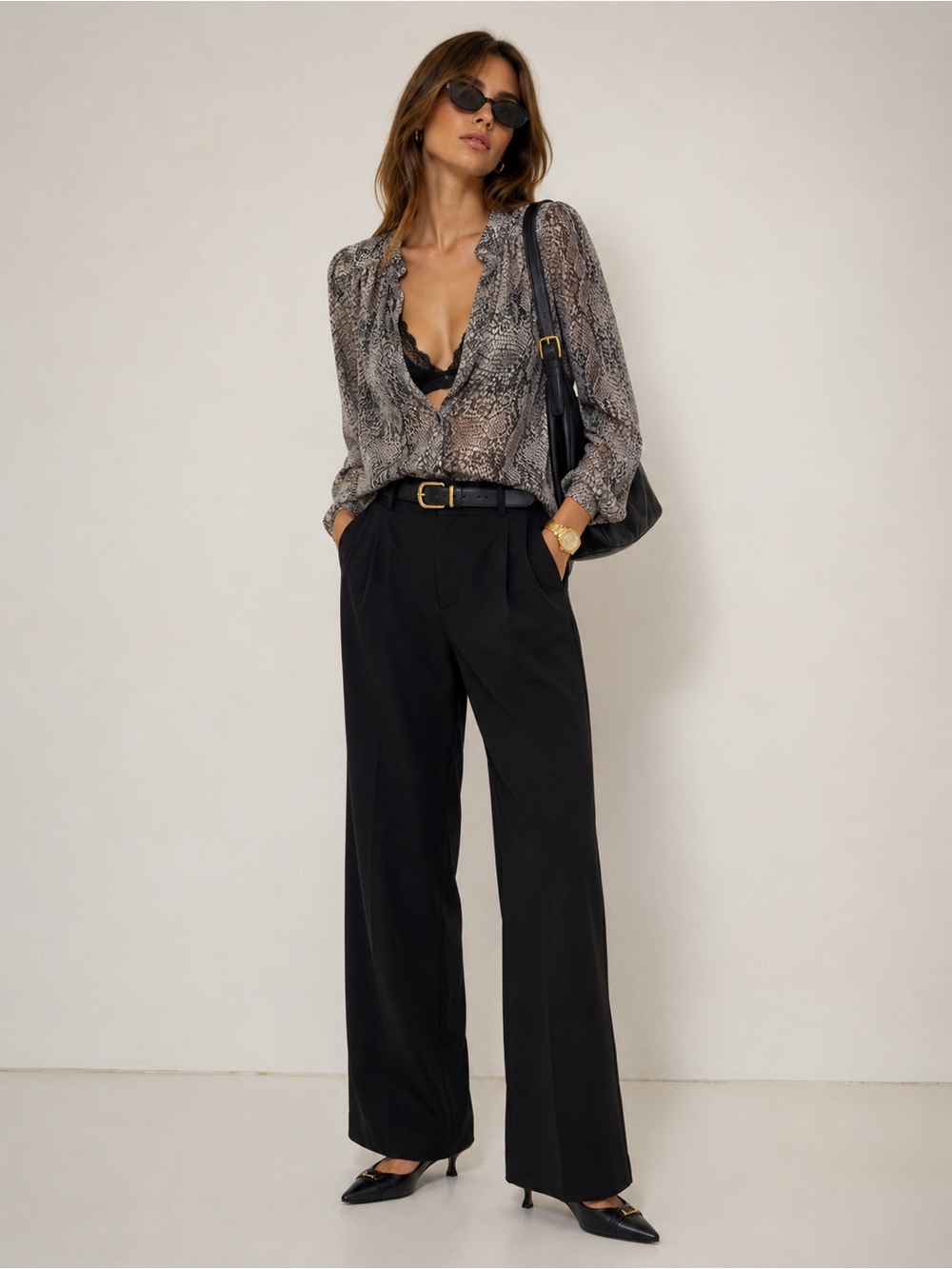 Wilfred Snake-Print button up silk Blouse